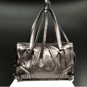 🆑 Burberry Prorsum Metallic Silver Satchel And/e Shoulder Bag Like New EUC